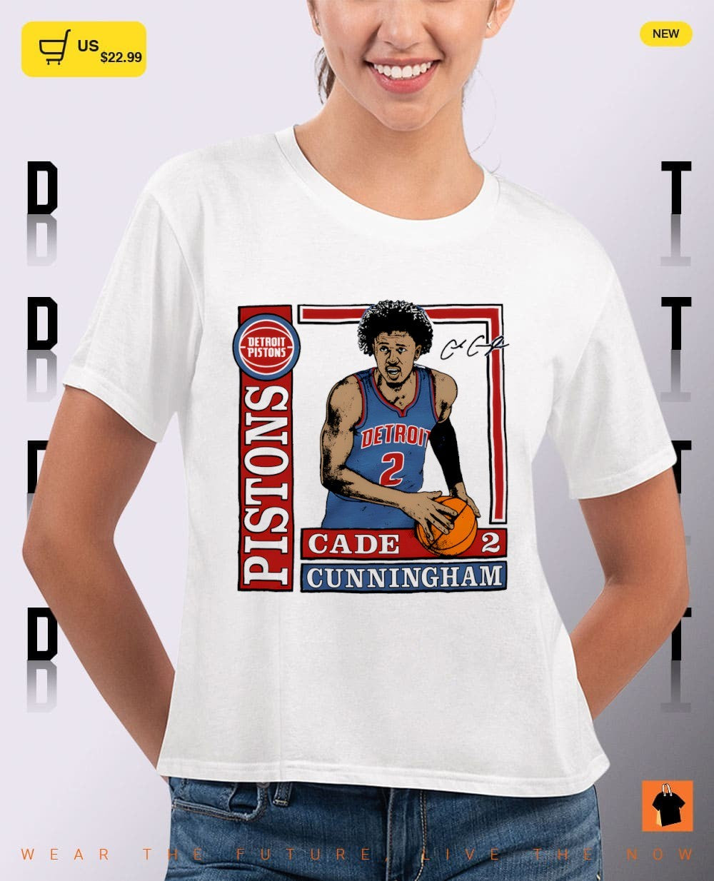 Cade Cunningham Detroit Pistons Basketball Wax Pack Tri-Blend signature shirt