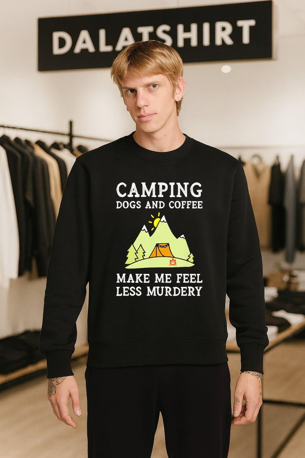 Camping Dogs And Coffee Make Me Feel Less Murdery shirt
