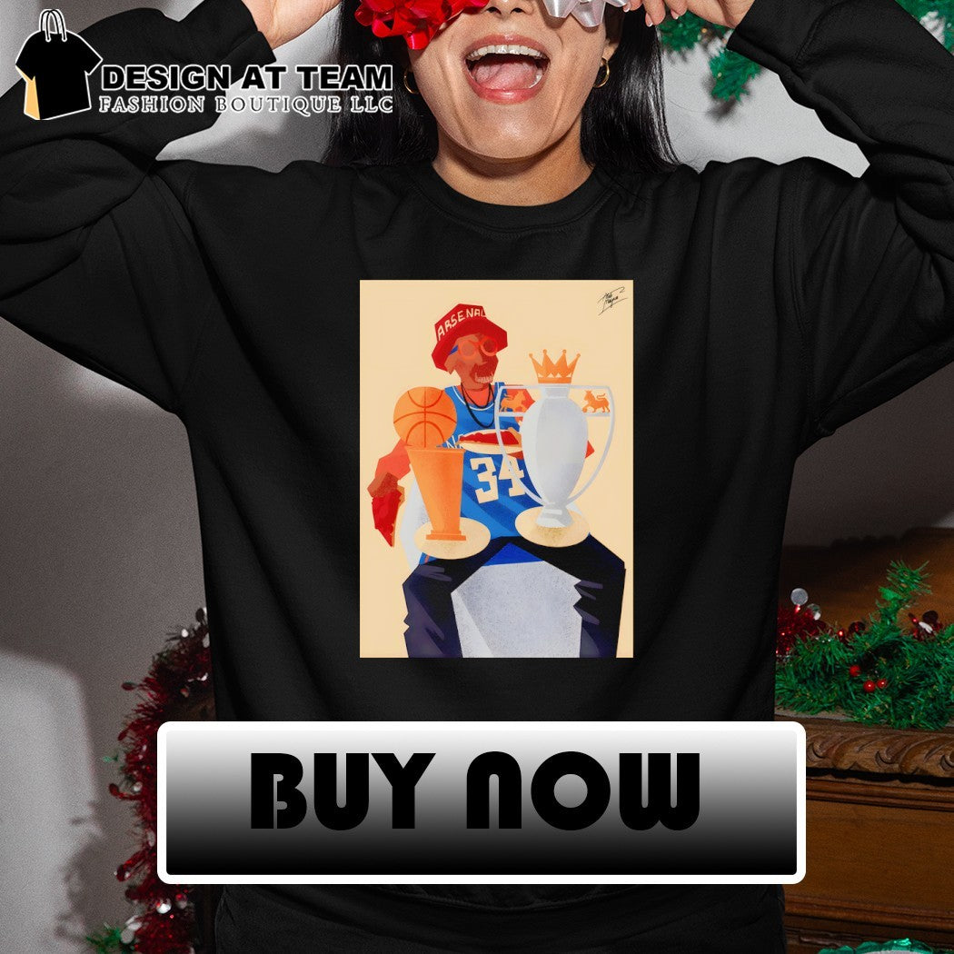 Dale Edwin Murray pizza Dap of Champions Arsenal Premier League cup and NBA Cup 2026 shirt