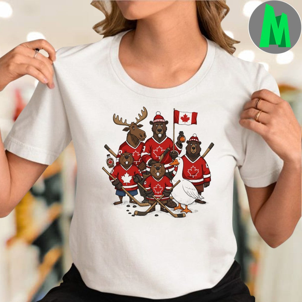 Design Canadian Hockey Animal Team Graphic T-Shirt