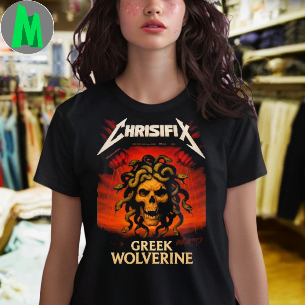 Design Chrisifix Greek Wolverine Master of Medusa Skull Shirt