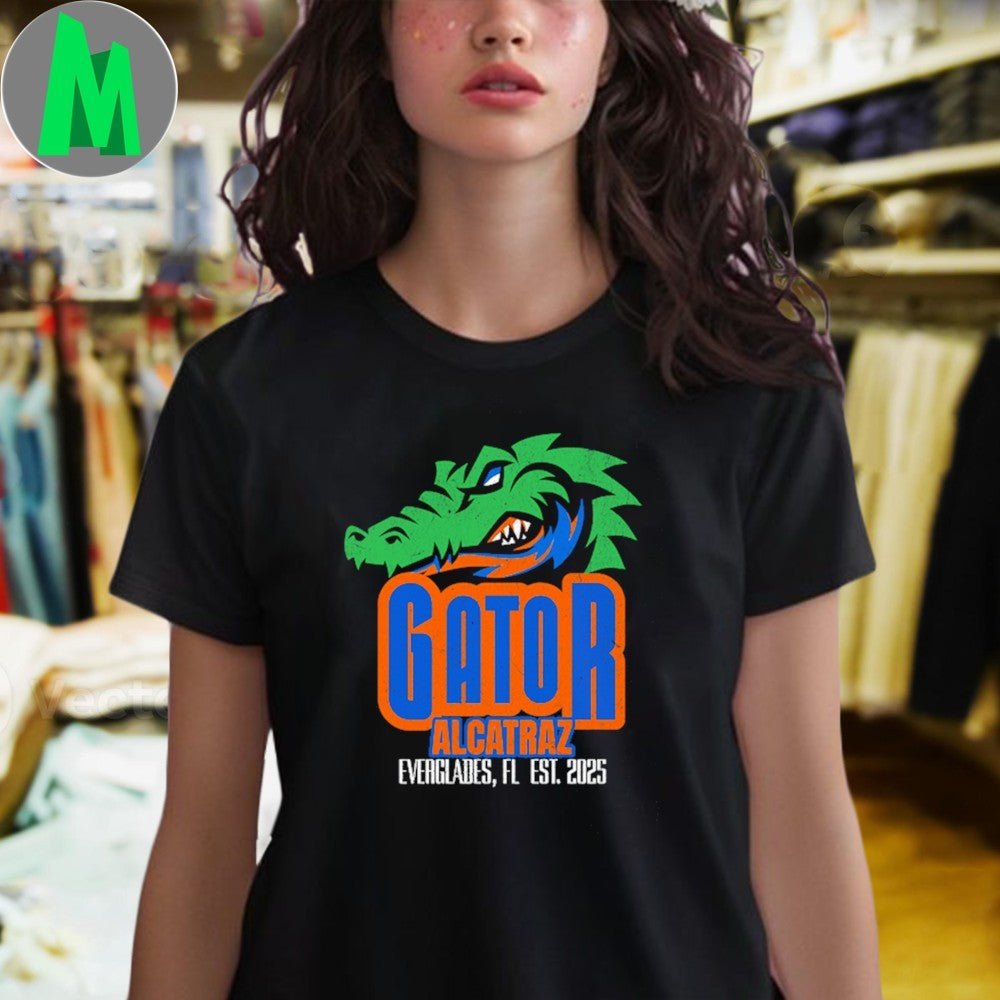 Design Company Men’s Graphic Florida Colors Gator Alcatraz EST. 2025 Shirt