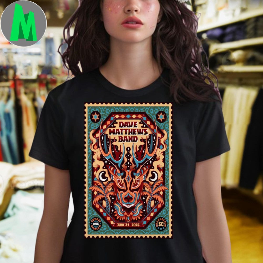 Design Dave Matthews Band Credit One Stadium Charleston SC June 21, 2025 Concert Poster Graphic T-Shirt