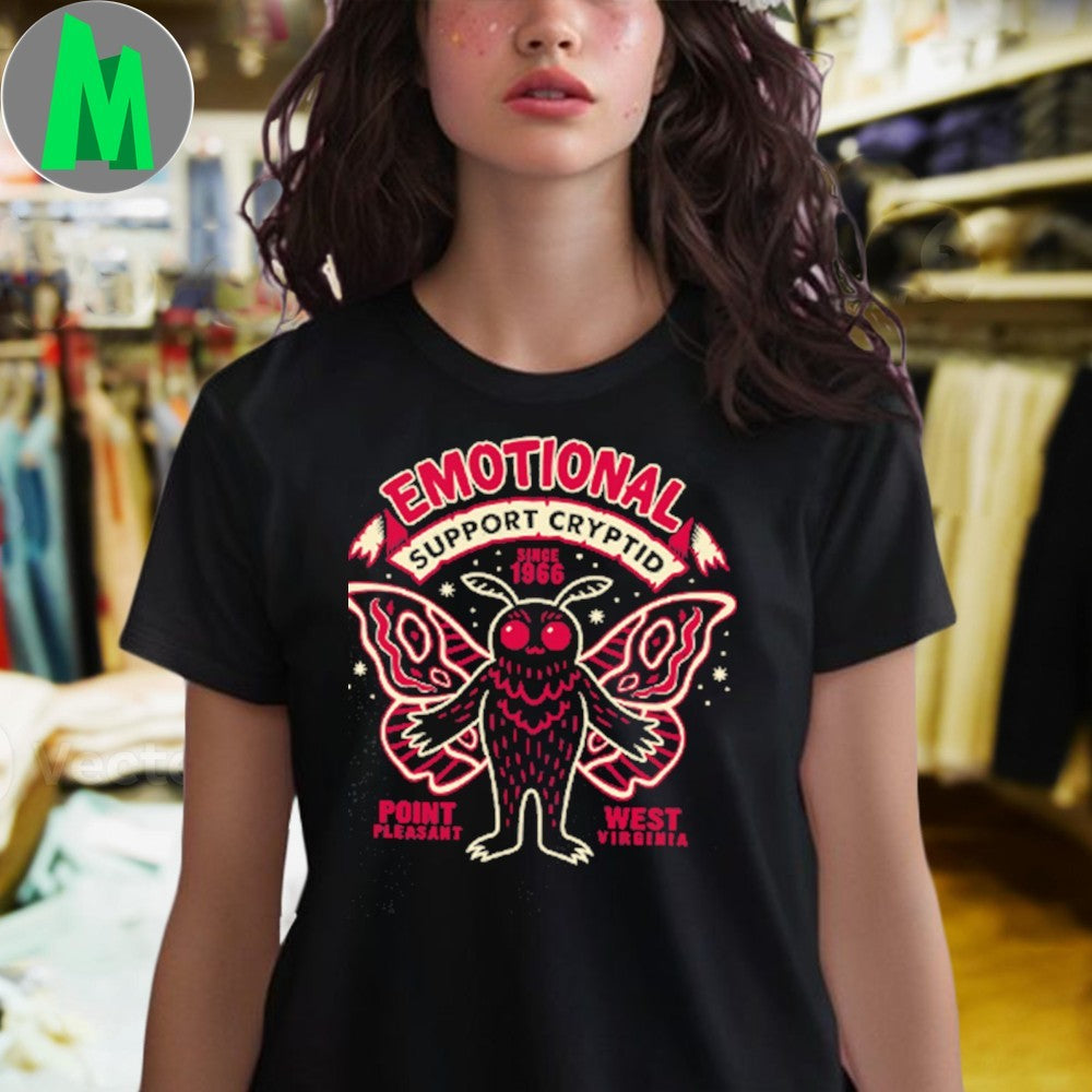 Design Emotional Support Cryptid Mothman Point Pleasant WV Graphic T-Shirt