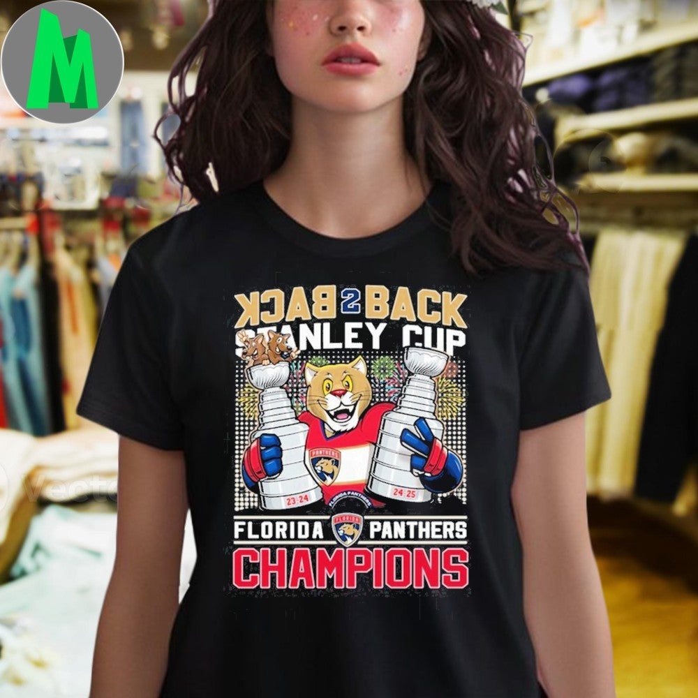 Design Florida Panthers Back 2 Back Stanley Cup Champions 2024-2025 Graphic T-Shirt