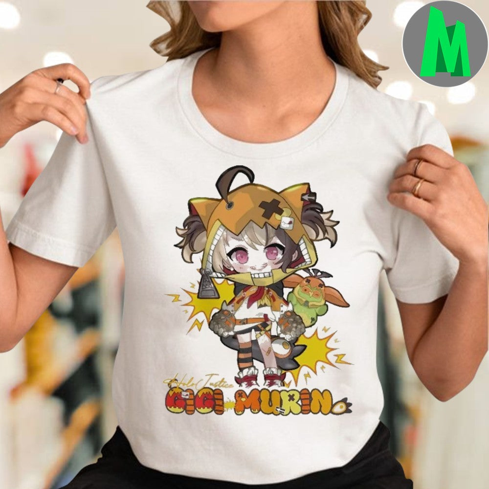 Design Gigi Murin Holojustice Hololive VTuber Anime Cute Fan Graphic Shirt