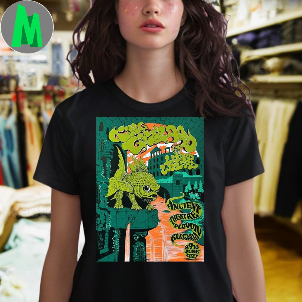 Design King Gizzard At Ancient Theatre In Plovdiv Bulgaria On June 8-9-10 2025 Green Fish Shirt