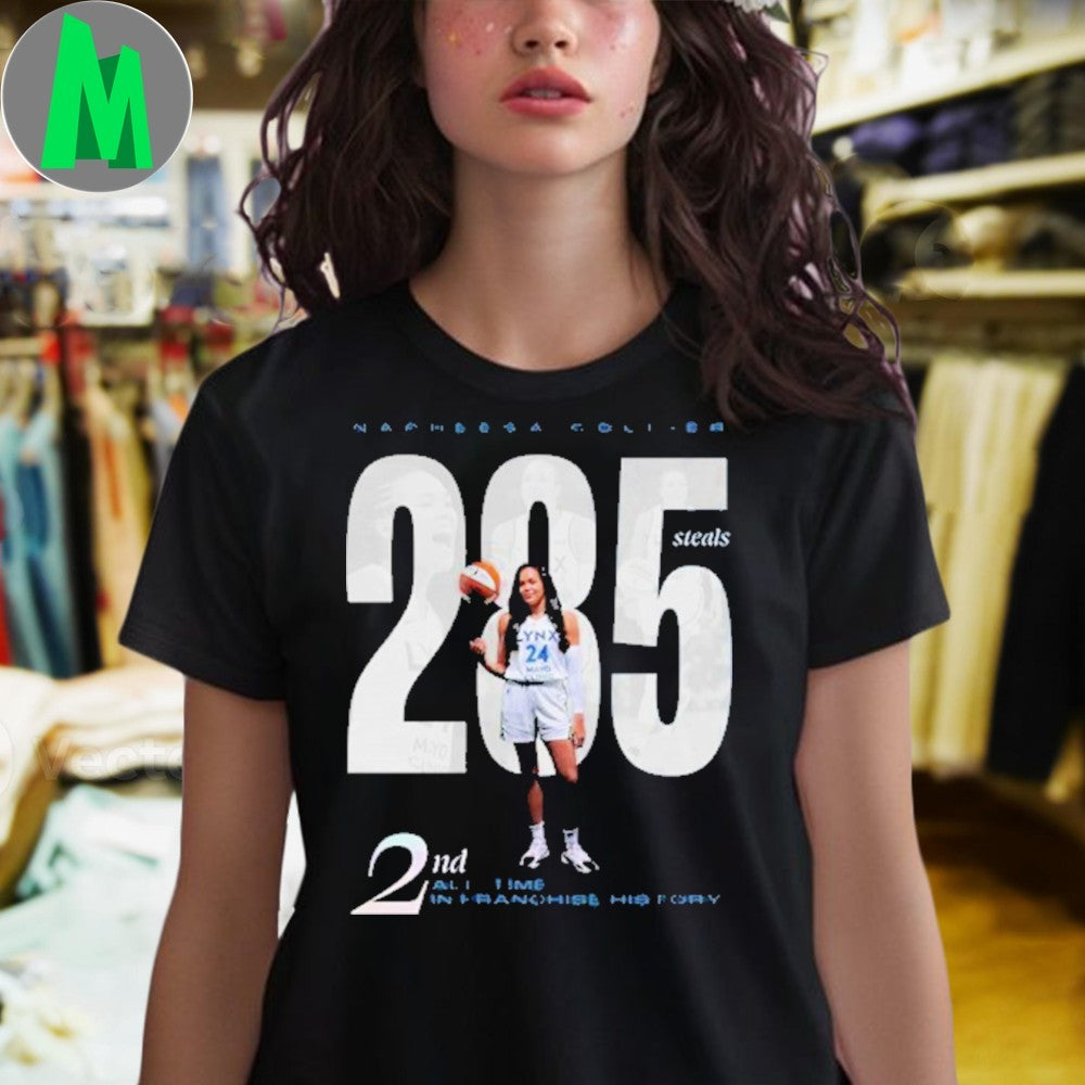 Design Napheesa Collier Minnesota Lynx 285 Steals 2nd All Time In Franchise History WNBA Basketball Fan Commemorative Graphic Tee Shirt