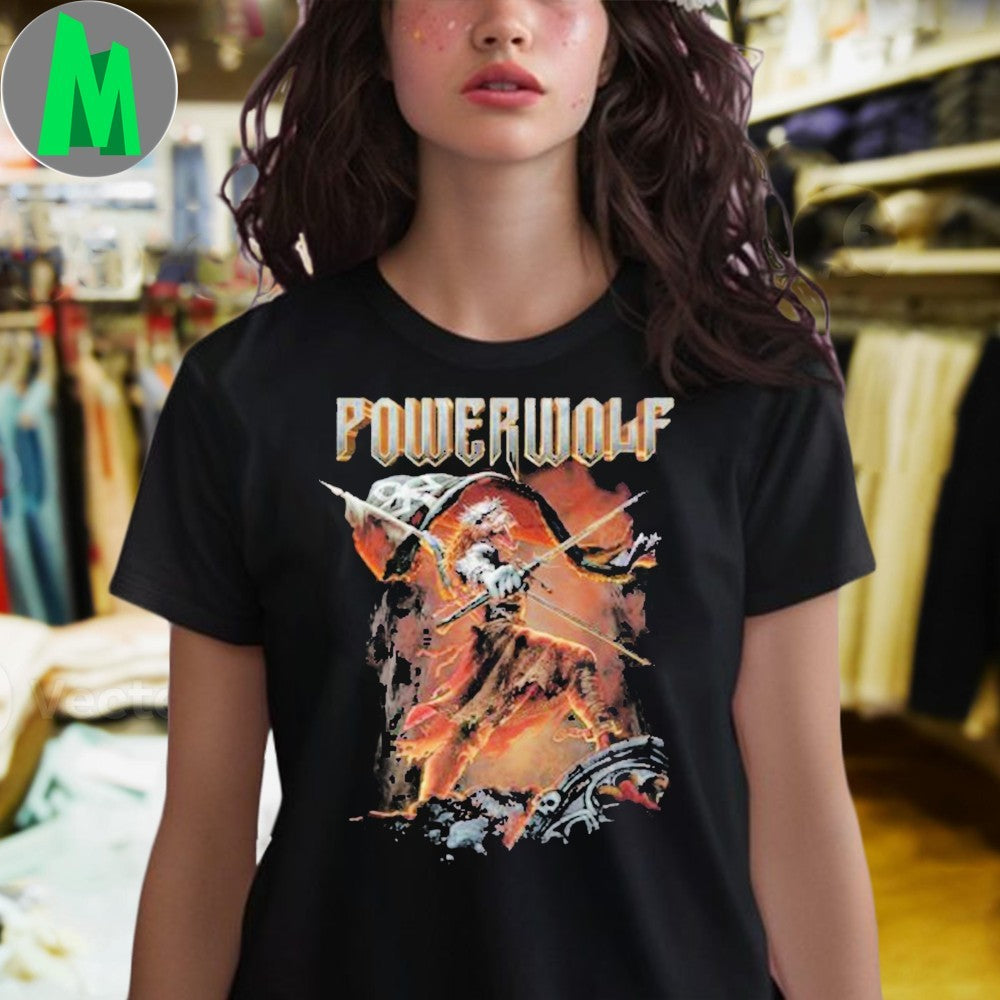 Design Powerwolf Wild For Life Metal Band Wolf Warrior Graphic T-Shirt