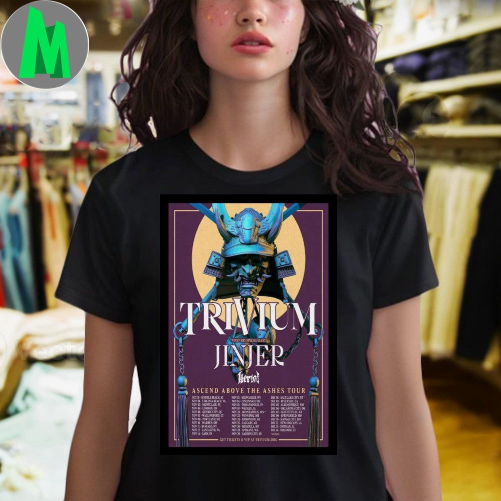 Design Trivium Jinjer Heriot Ascend Above The Ashes Tour Samurai Poster T-Shirt