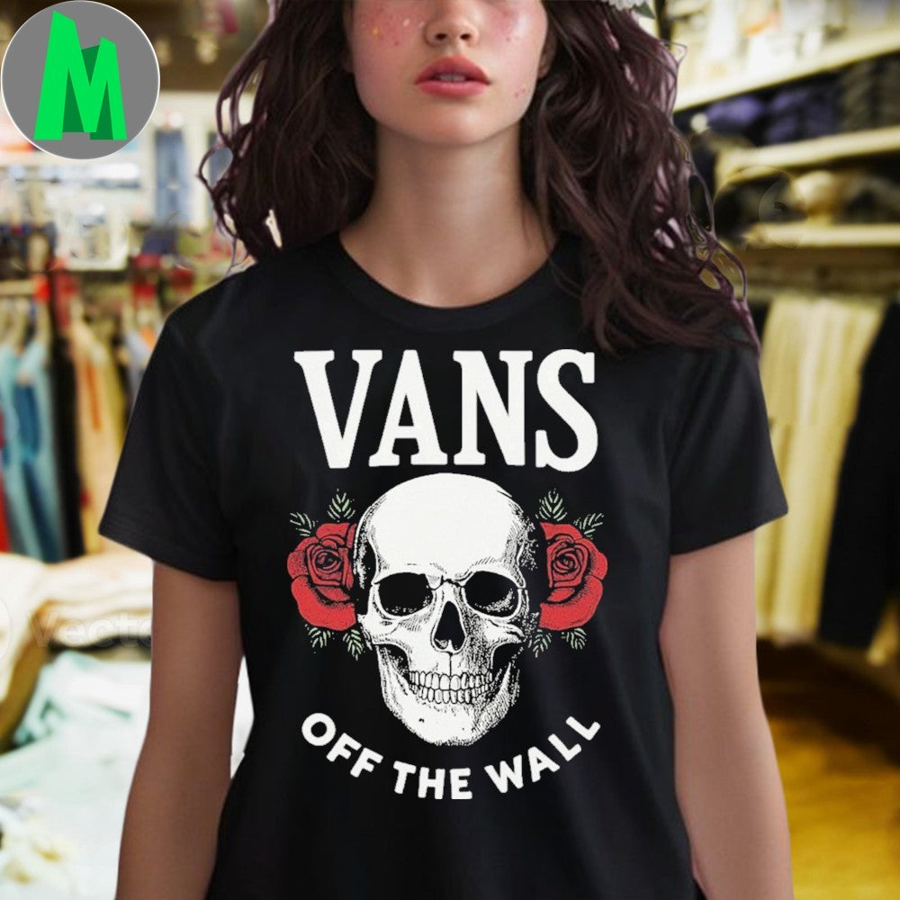 Design Vans Off The Wall Skull & Roses Graphic T-Shirt