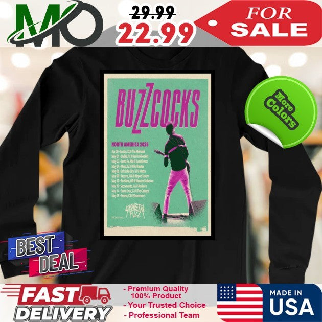 2025 Buzzcocks North American Tour May Concert Poster T-Shirt