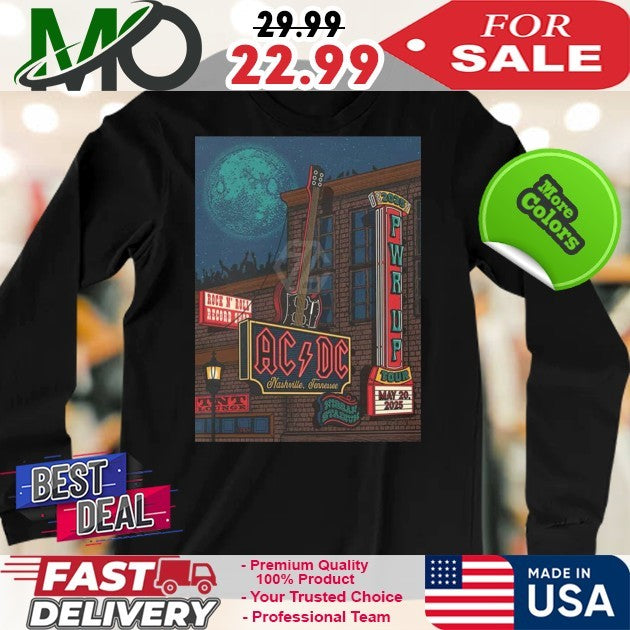 AC DC PWR Tour North American May 20 2025 Poster Event At The Dive Bar Pop Up And Nissan Stadium Nashville Tennessee Artwork By Status Serigraph Shirt