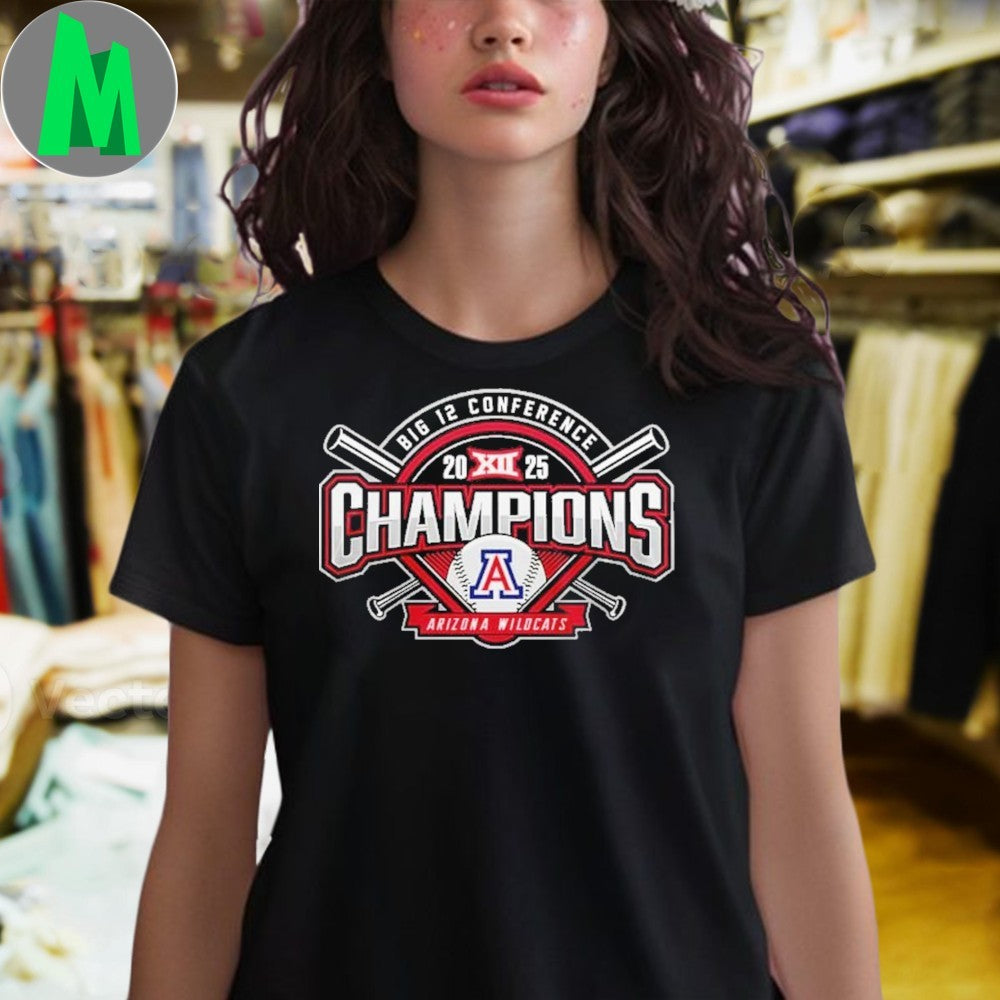 Arizona Wildcats Baseball 2025 Big 12 Conference Champions Fan T-Shirt