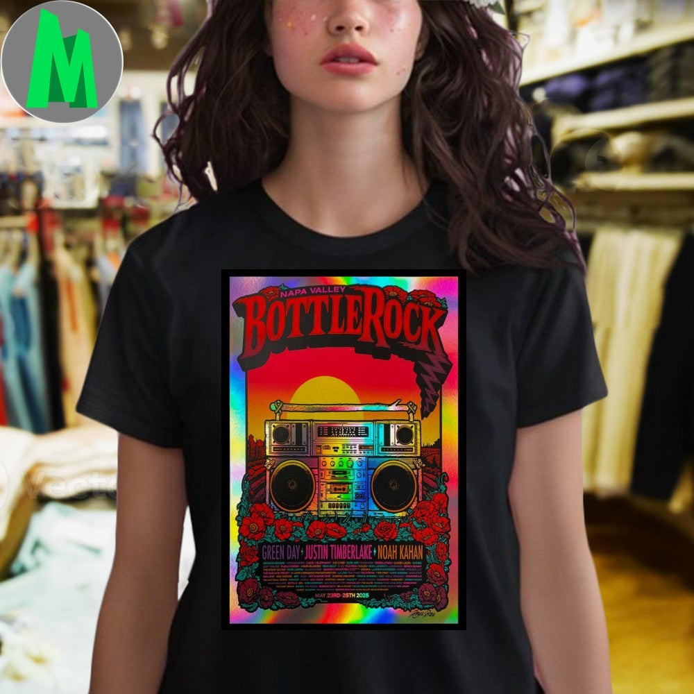 BottleRock Napa Valley 2025 Music Festival T-Shirt Green Day Justin Timberlake Noah Kahan Concert Tee