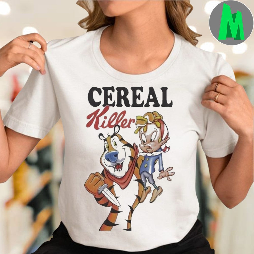 Cereal Killer Tony The Tiger Funny Graphic T-Shirt Cartoon Fan Tee