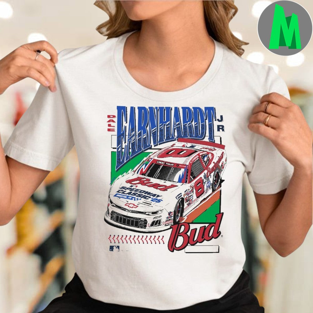 Dale Earnhardt Jr. 2025 Speedway Classic T-Shirt Budweiser MLB NASCAR Race Car Graphic Tee