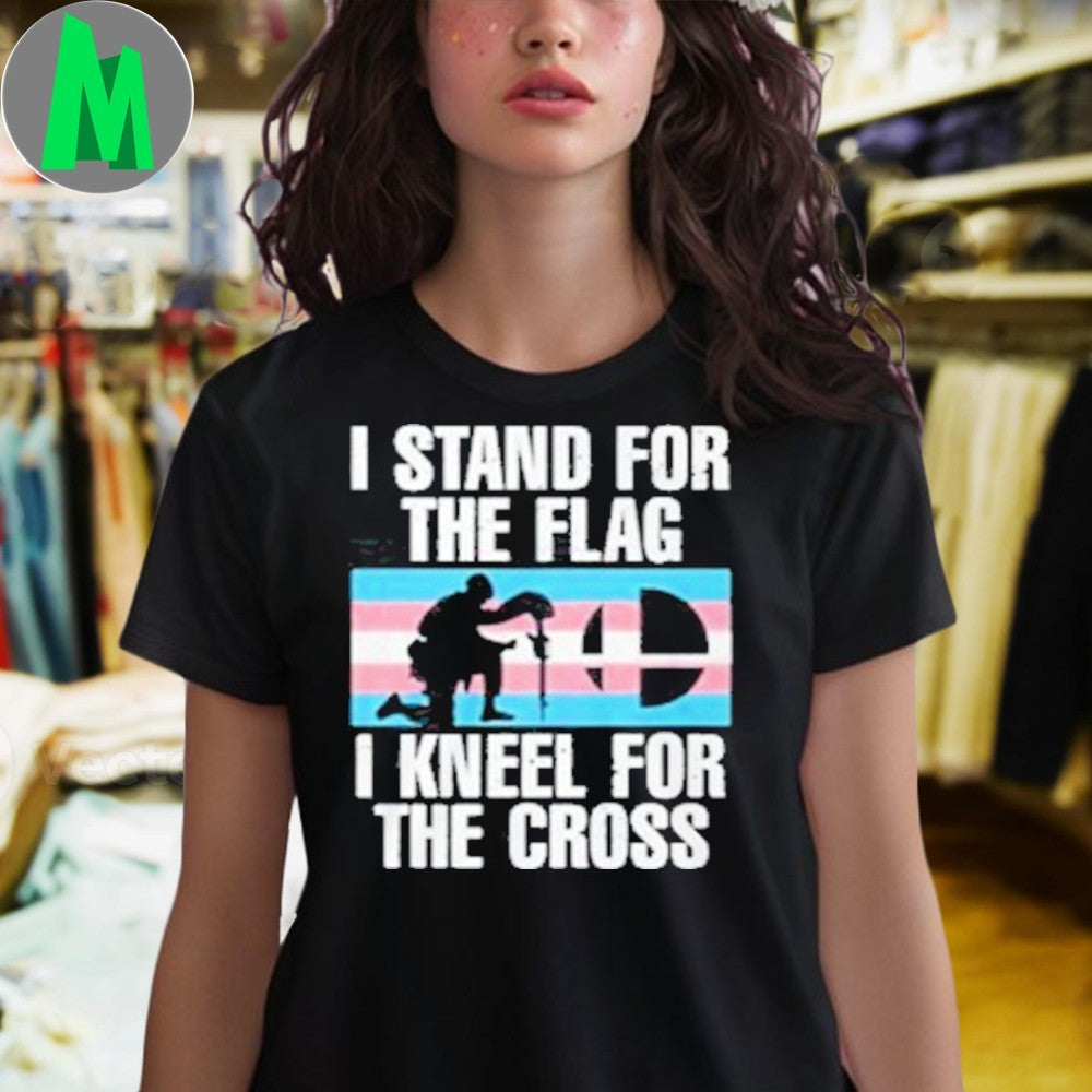 I Stand For The Flag I Kneel For The Cross Patriotic Christian T-Shirt Faith & Freedom Tee