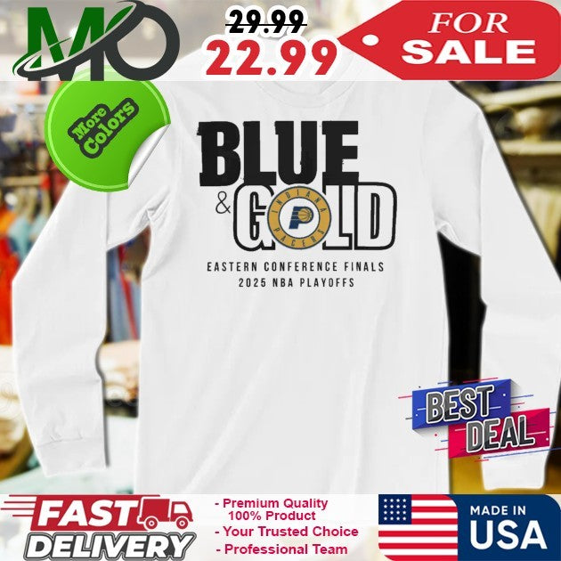 Indiana Pacers 2025 Eastern Conference Finals Blue & Gold T-Shirt