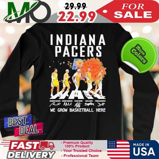 Indiana Pacers We Grow Basketball Here Signature And Logo 2025 Shirt