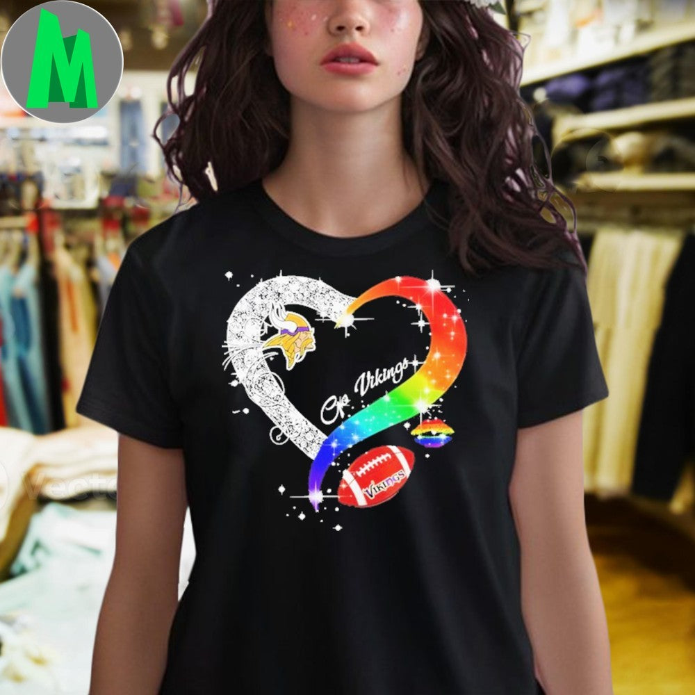 Minnesota Vikings Go Vikings LGBT Pride Heart Graphic T-Shirt