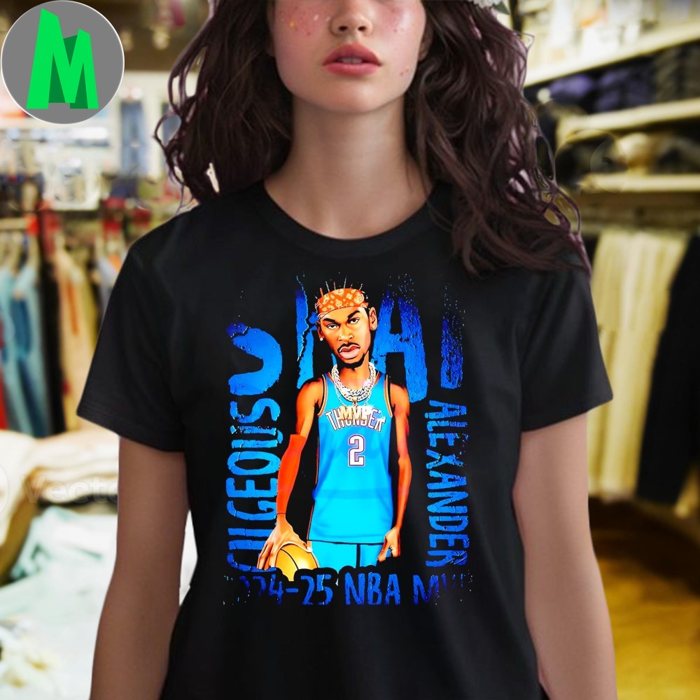Number 2 Shai Gilgeous-Alexander 2025 NBA MVP Cartoon Style Fan T-Shirt