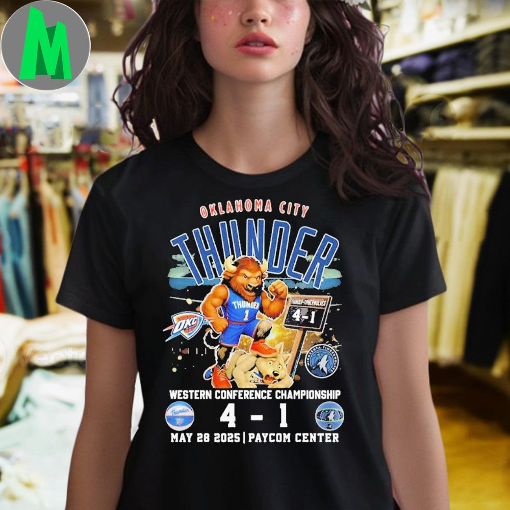 Oklahoma City Thunder 4-1 Minnesota Timberwolves 2025 Western Conference Championship T-Shirt NBA Playoff Fan Apparel
