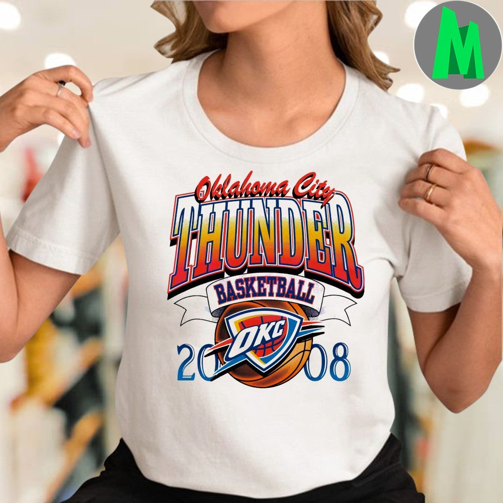 Oklahoma City Thunder Since 2008 T-Shirt Retro Logo NBA Basketball Fan Apparel Vintage Style Tee