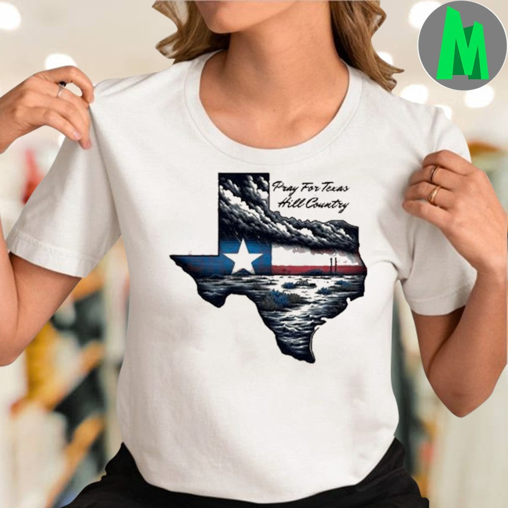 Pray For Texas Hill Country Landscape Map T-Shirt