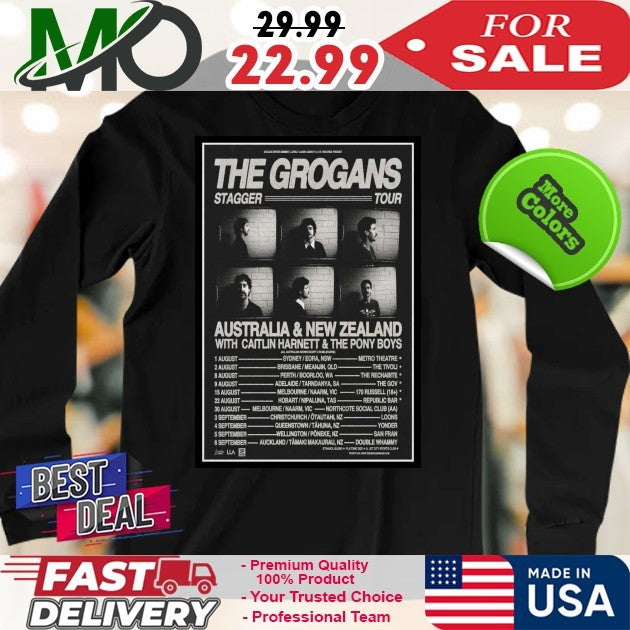 The Grogans Stagger Tour 2025 Australia New Zealand Concert Poster Shirt with Caitlin Harnett & The Pony Boys