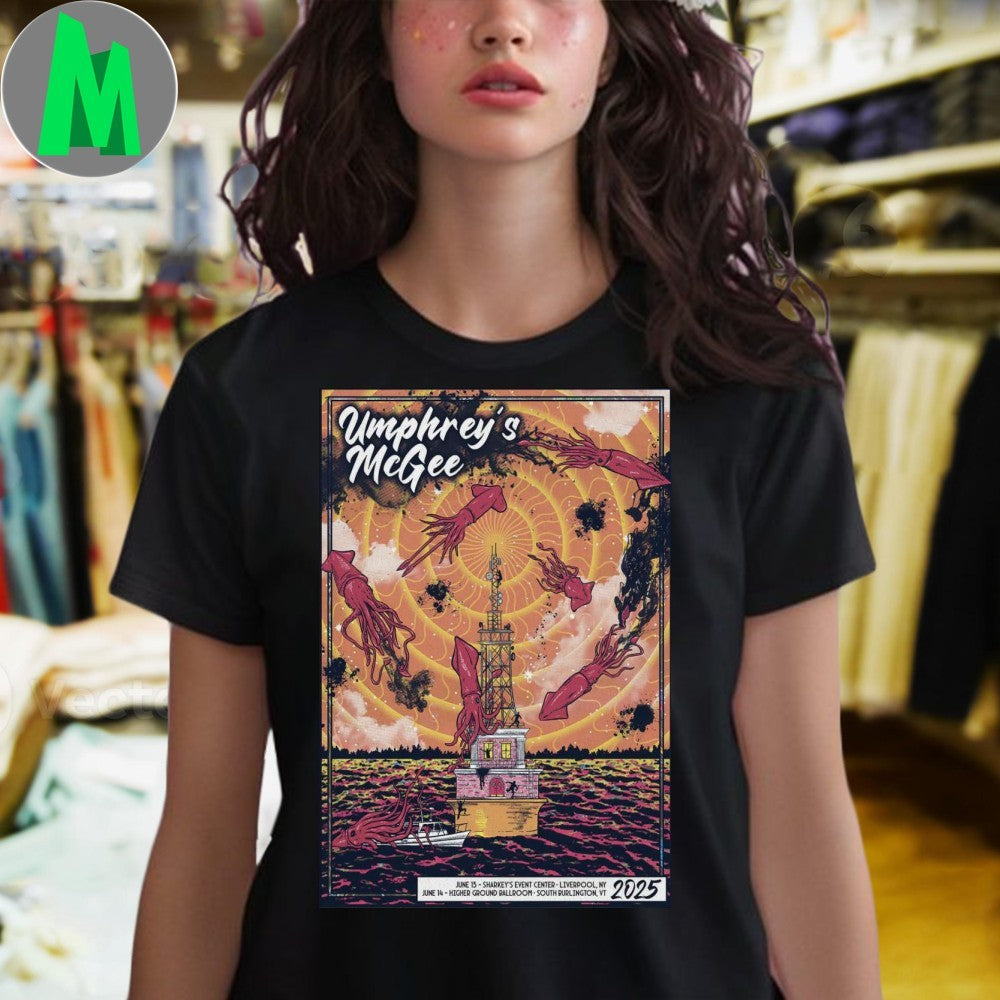 Umphrey’s McGee 2025 South Burlington VT Concert Poster Graphic T-Shirt