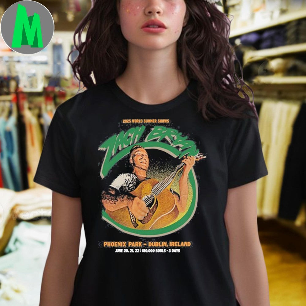 Zach Bryan 2025 World Summer Shows Dublin Ireland Concert T-Shirt