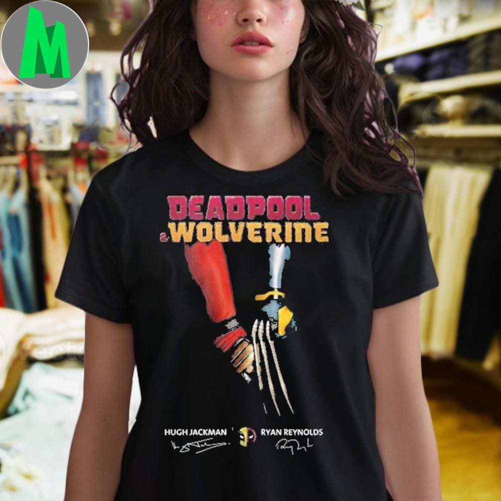 Original Deadpool & Wolverine Signature Hugh Jackman x Ryan Reynolds Unisex T-Shir