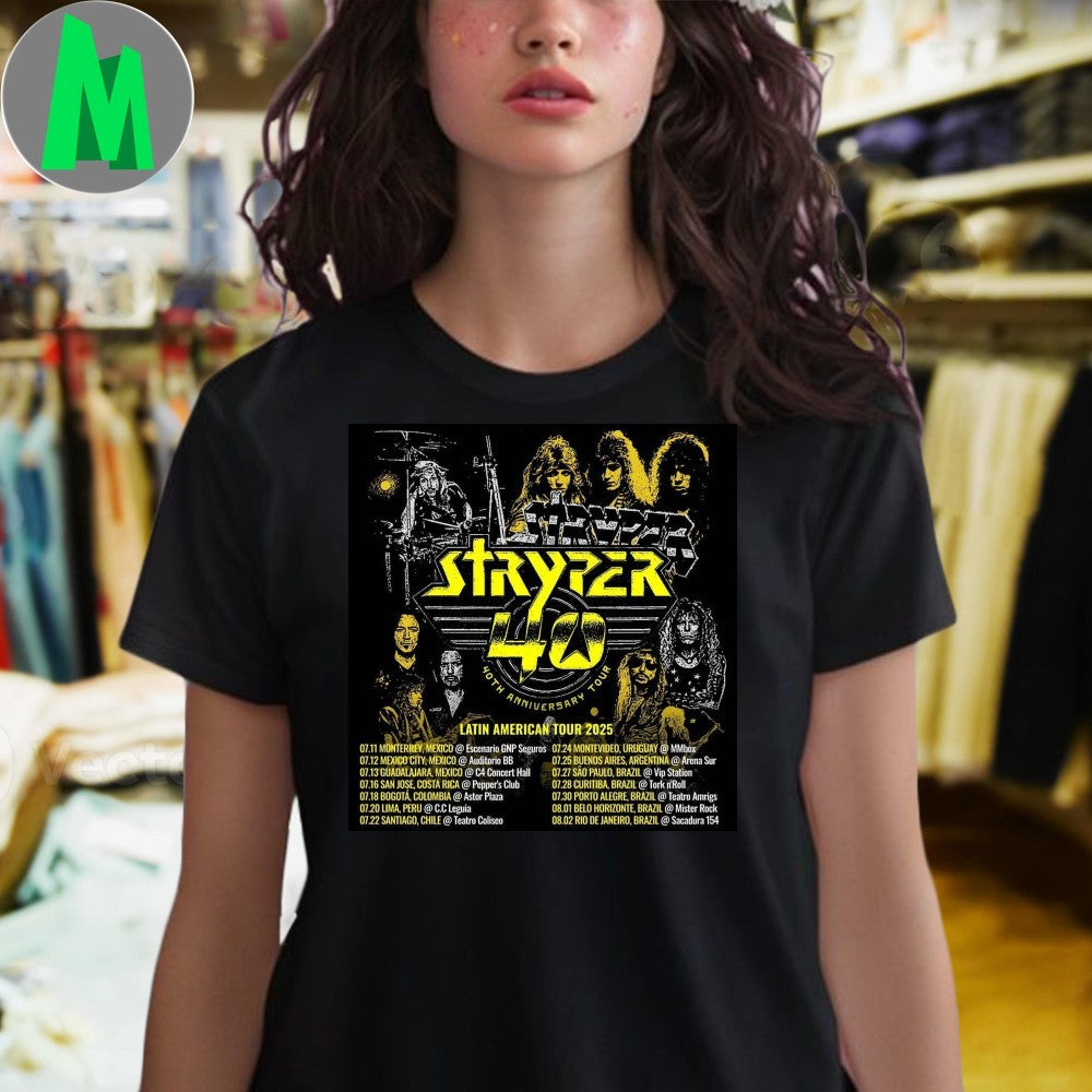Original Stryper 40th Anniversary Latin American Tour 2025 Concert T-Shirt