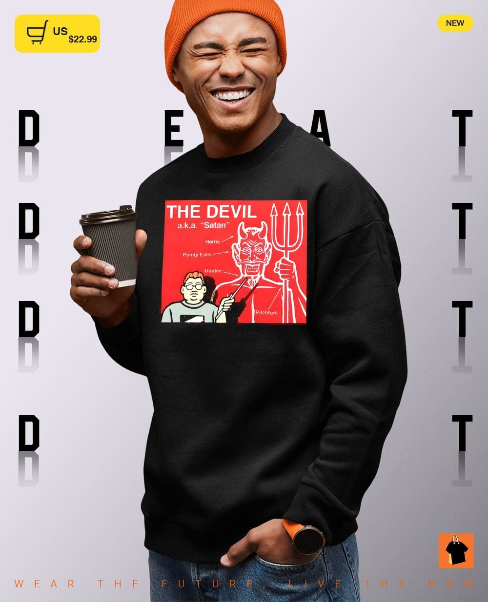 The Devil aka Satan horns pointy ears goatee pitchfork shirt
