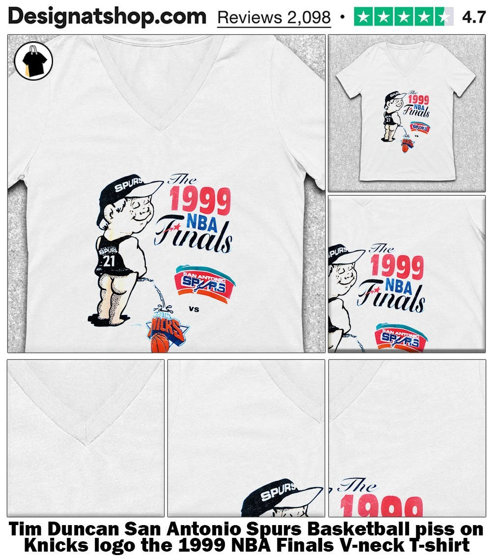 Tim Duncan San Antonio Spurs Basketball piss on Knicks logo the 1999 NBA Finals shirt