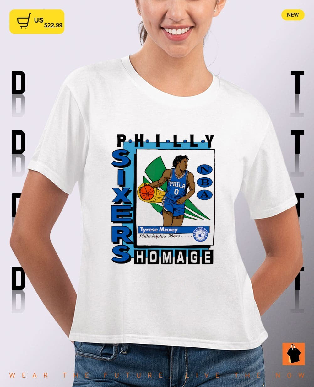 Tyrese Maxey Philadelphia 76ers Basketball Topps Trading Card Tri-Blend shirt