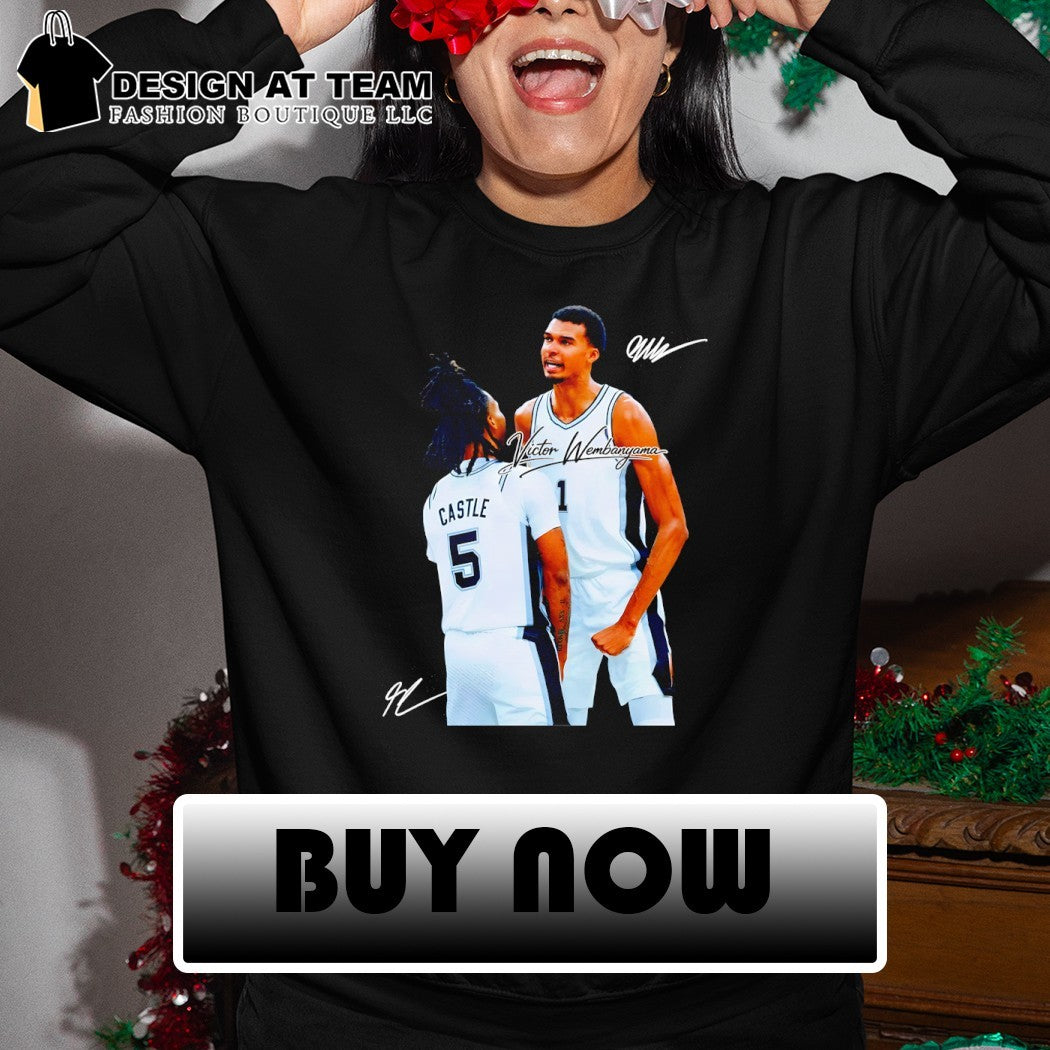 Victor Wembanyama and Stephon Castle San Antonio signature shirt
