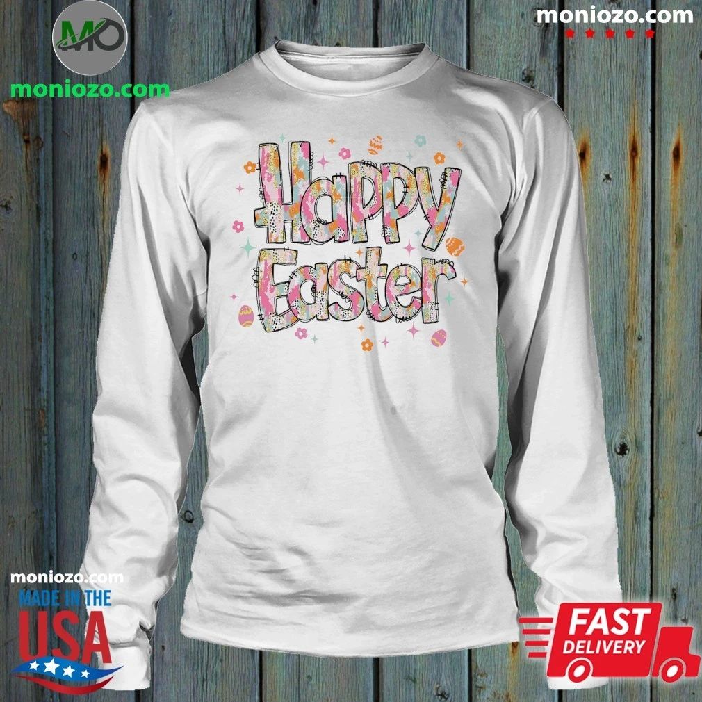 Original Happy Easter Colorful Happy Easter Lettering Shirt