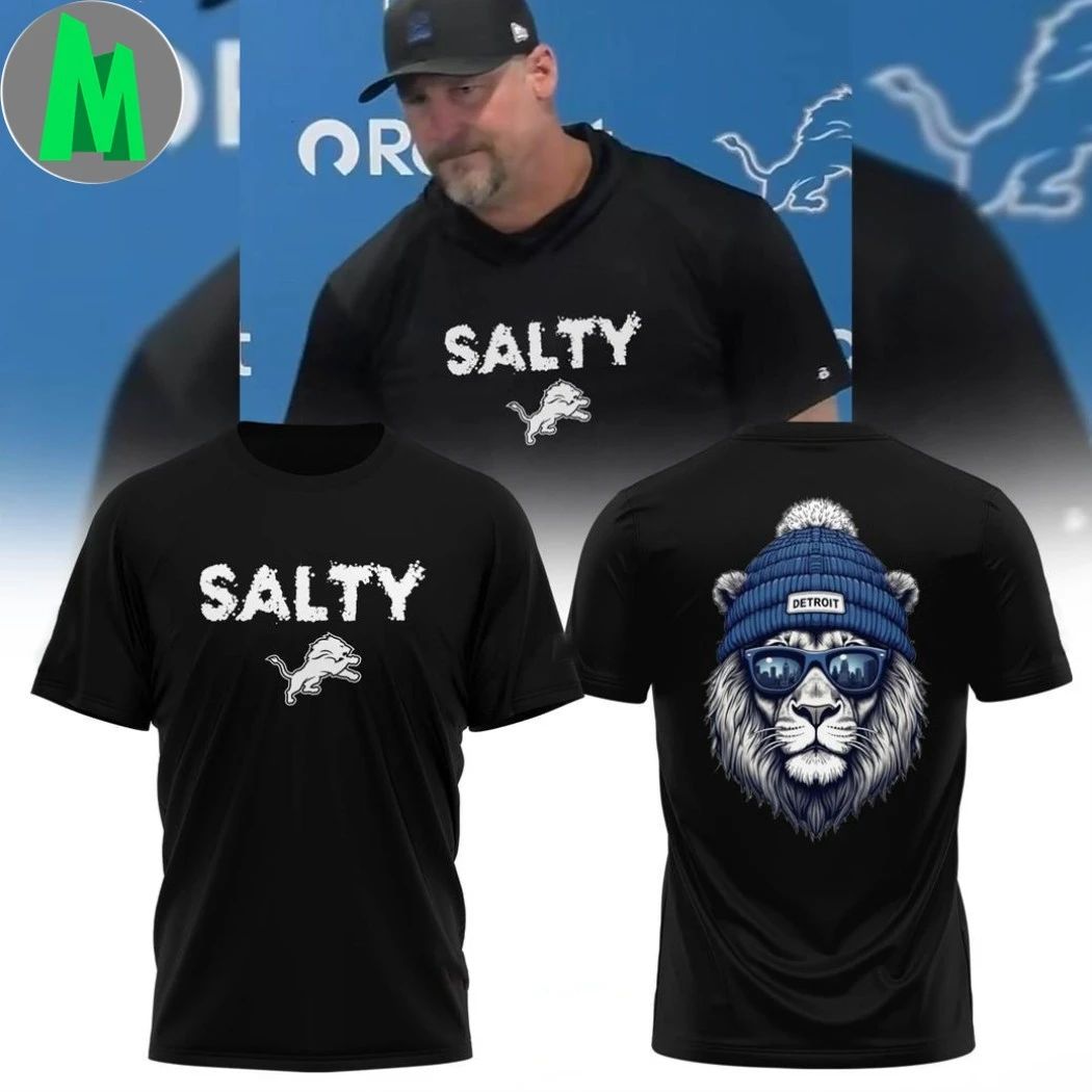 Salty Detroit Lions Head x Dan Campbell Logo T-Shirt