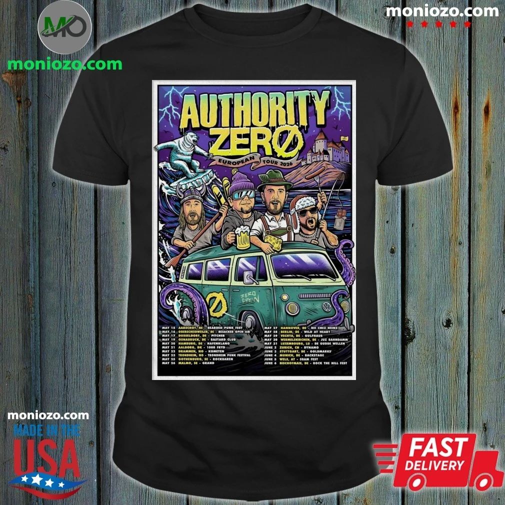 Authority Zero European 2026 Tour Poster T-Edition For Fan Shirt