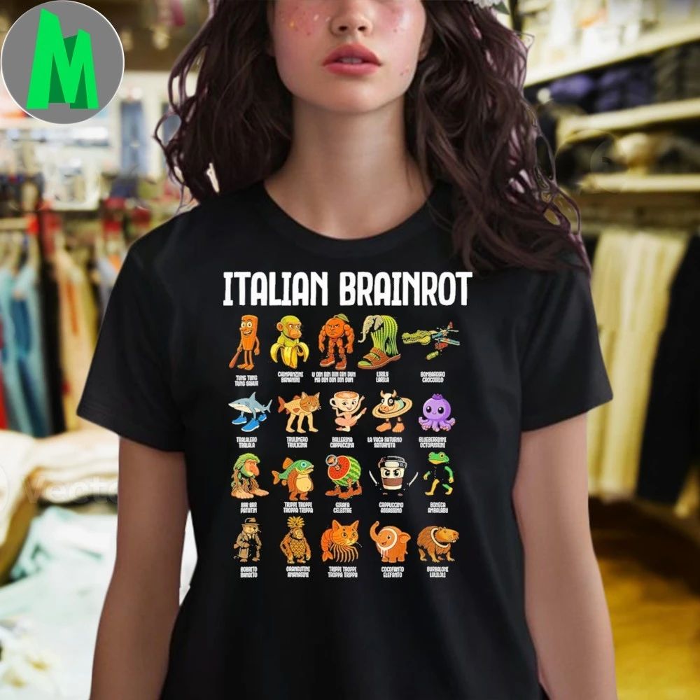 Italian-brainrot Gen Z Funny 90 Brainrot Characters Meme 2025 Shirt