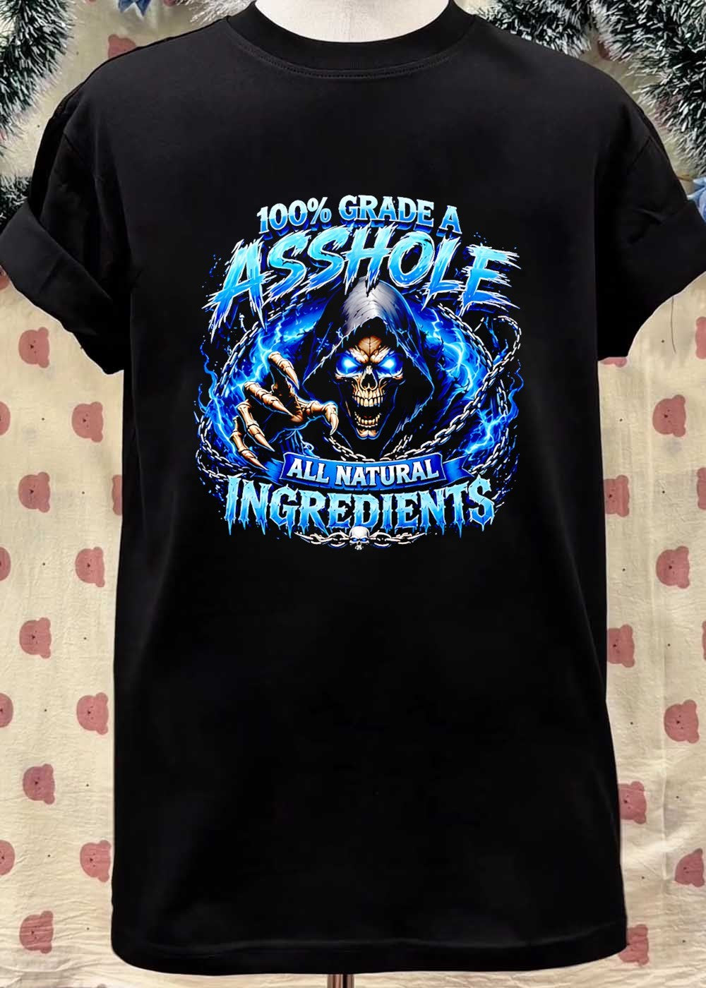 100′ Grade A Skull Grim Reaper Reaching Out All Natural Ingredients T-Shirt