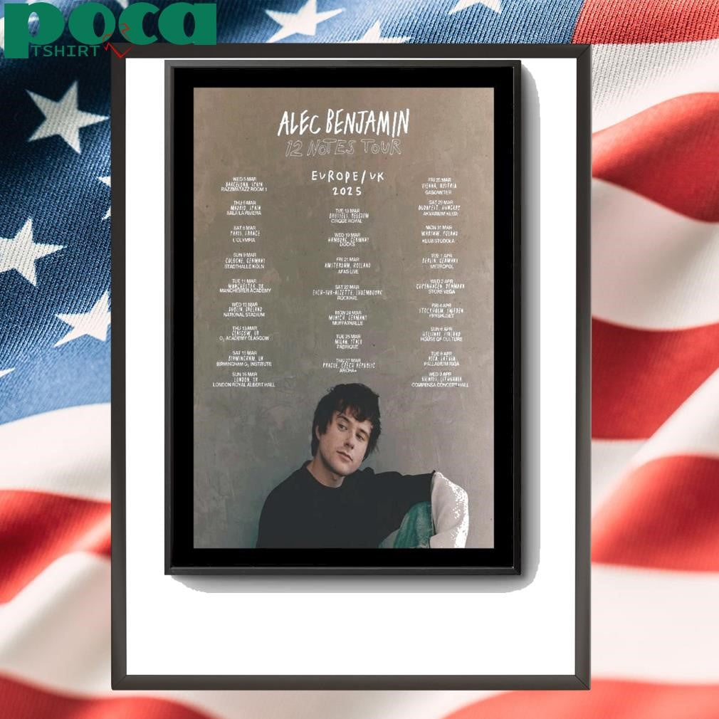 12 Notes EU UK Tour 2025 Alec Benjamin Poster shirt