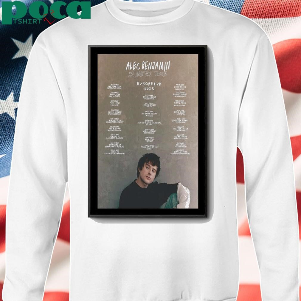 12 Notes EU UK Tour 2025 Alec Benjamin Poster shirt
