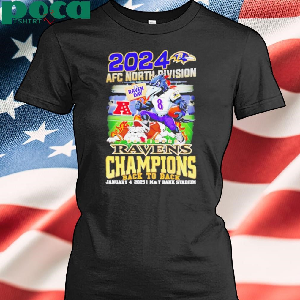 2024 AFC North Division Baltimore Ravens Champions back to back mascot shirt