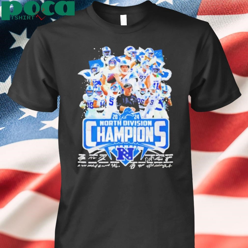 2024 North Division Champions Detroit Lions players signatures shirt
