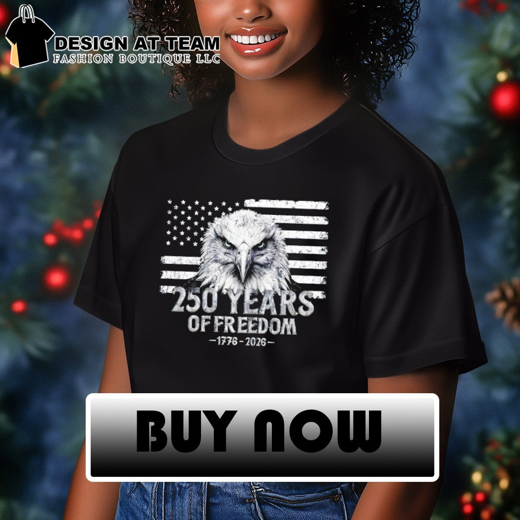 250 Years of Freedom 1776-2026 Bald Eagle Distressed American Flag shirt