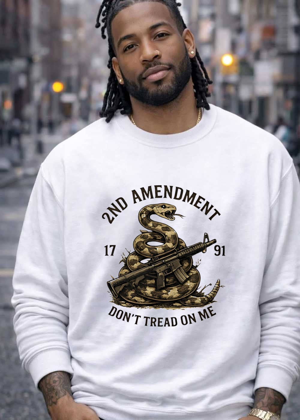 2nd Amendment 1791 Coiled Snake with Rifle Dont Tread on Me T-Shirt
