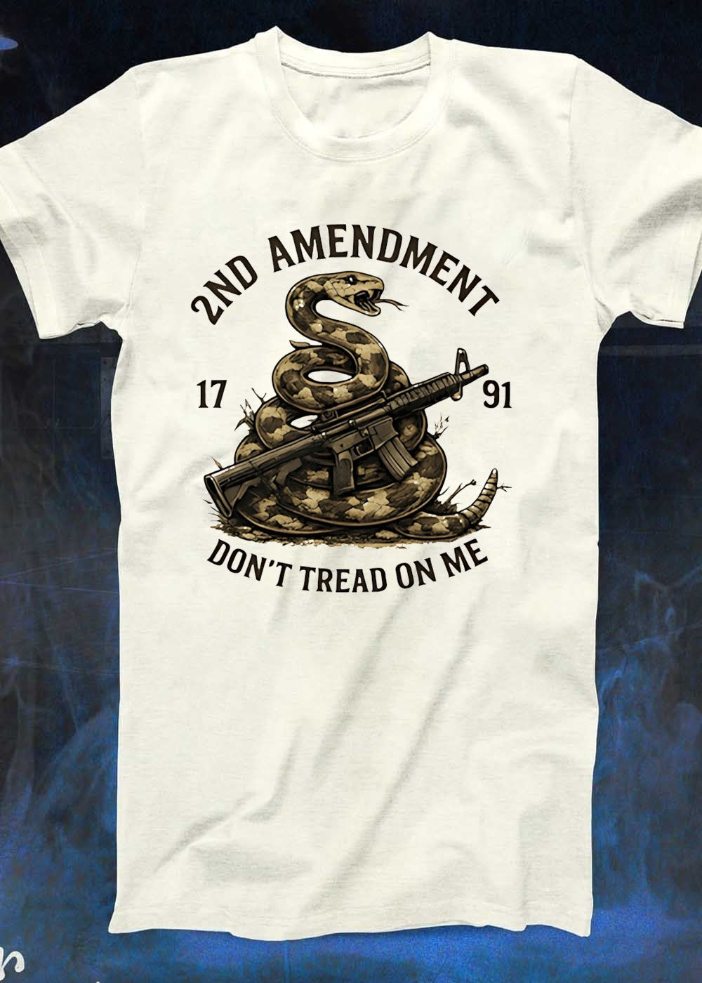 2nd Amendment 1791 Coiled Snake with Rifle Dont Tread on Me T-Shirt